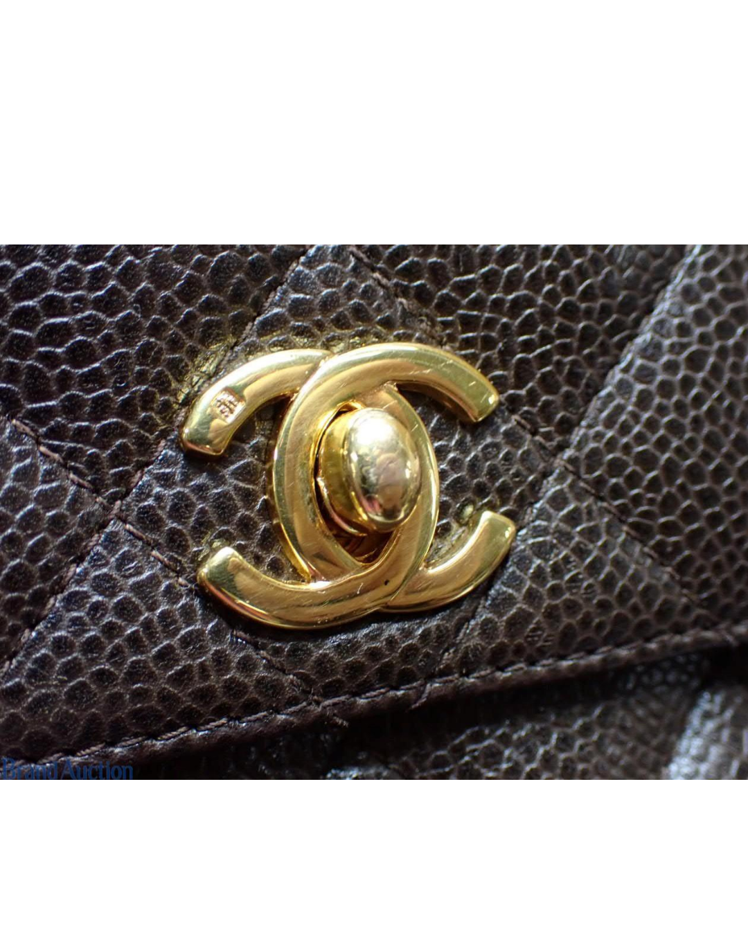 Chanel Vintage Brown Quilted Caviar Square Flap Crossbody Bag 1996-1997