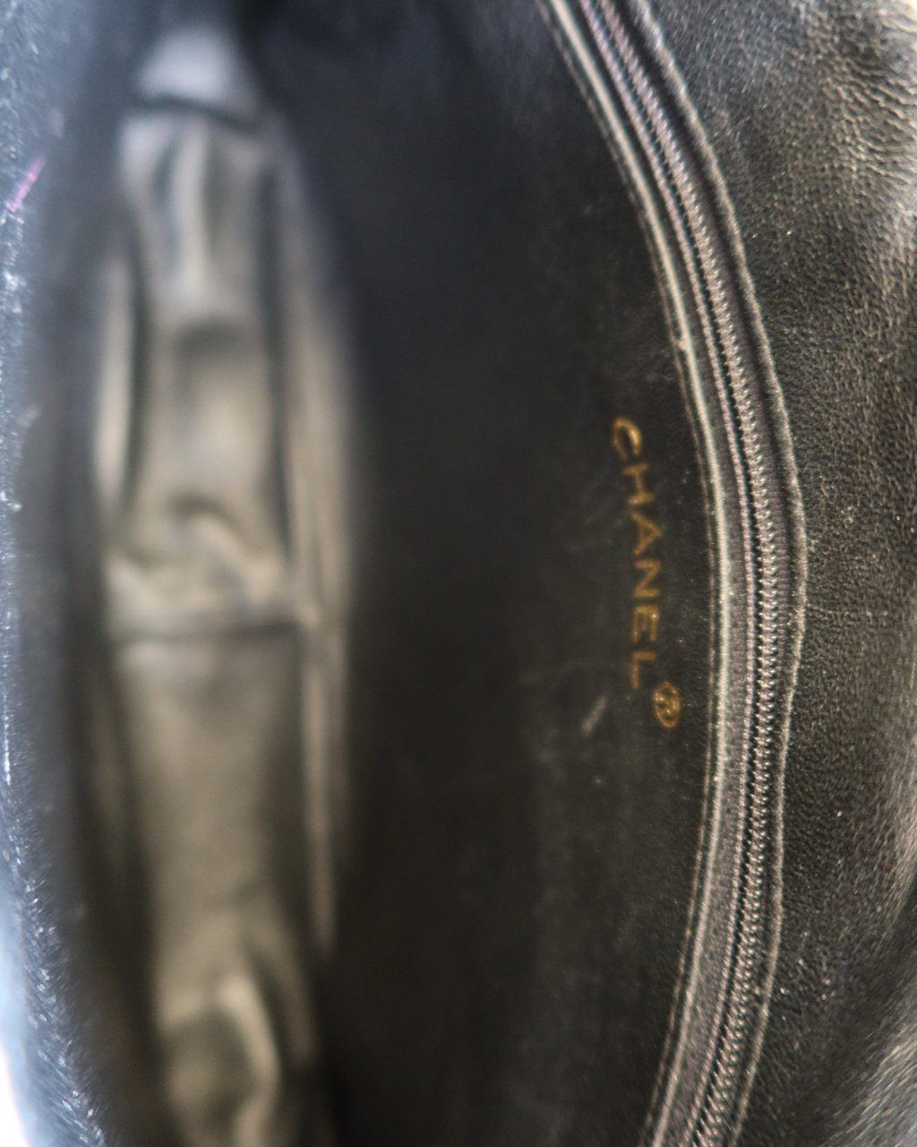 Chanel Coco Mark Lamb Fringe Chain Shoulder Bag