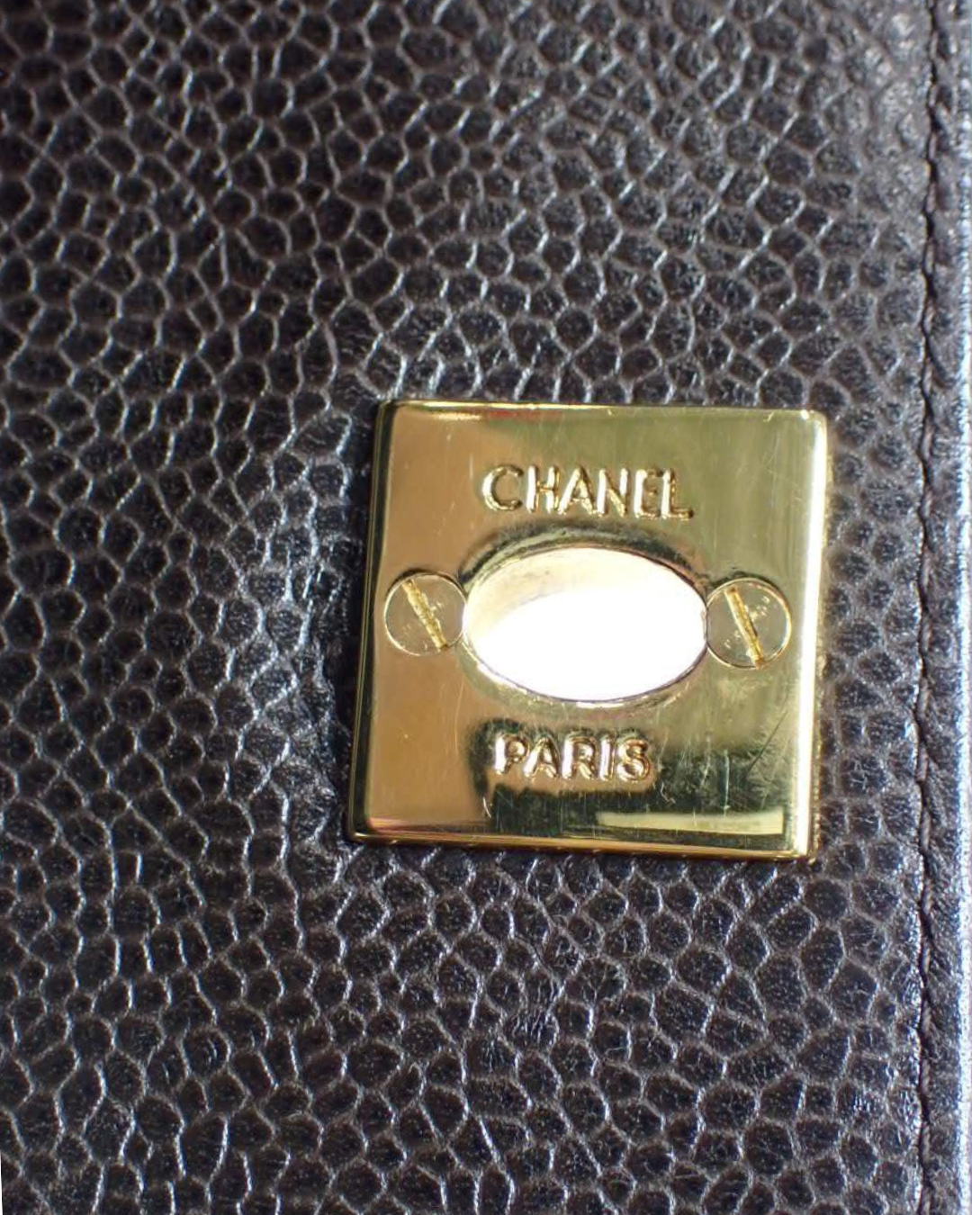 Chanel Vintage Brown Quilted Caviar Square Flap Crossbody Bag 1996-1997