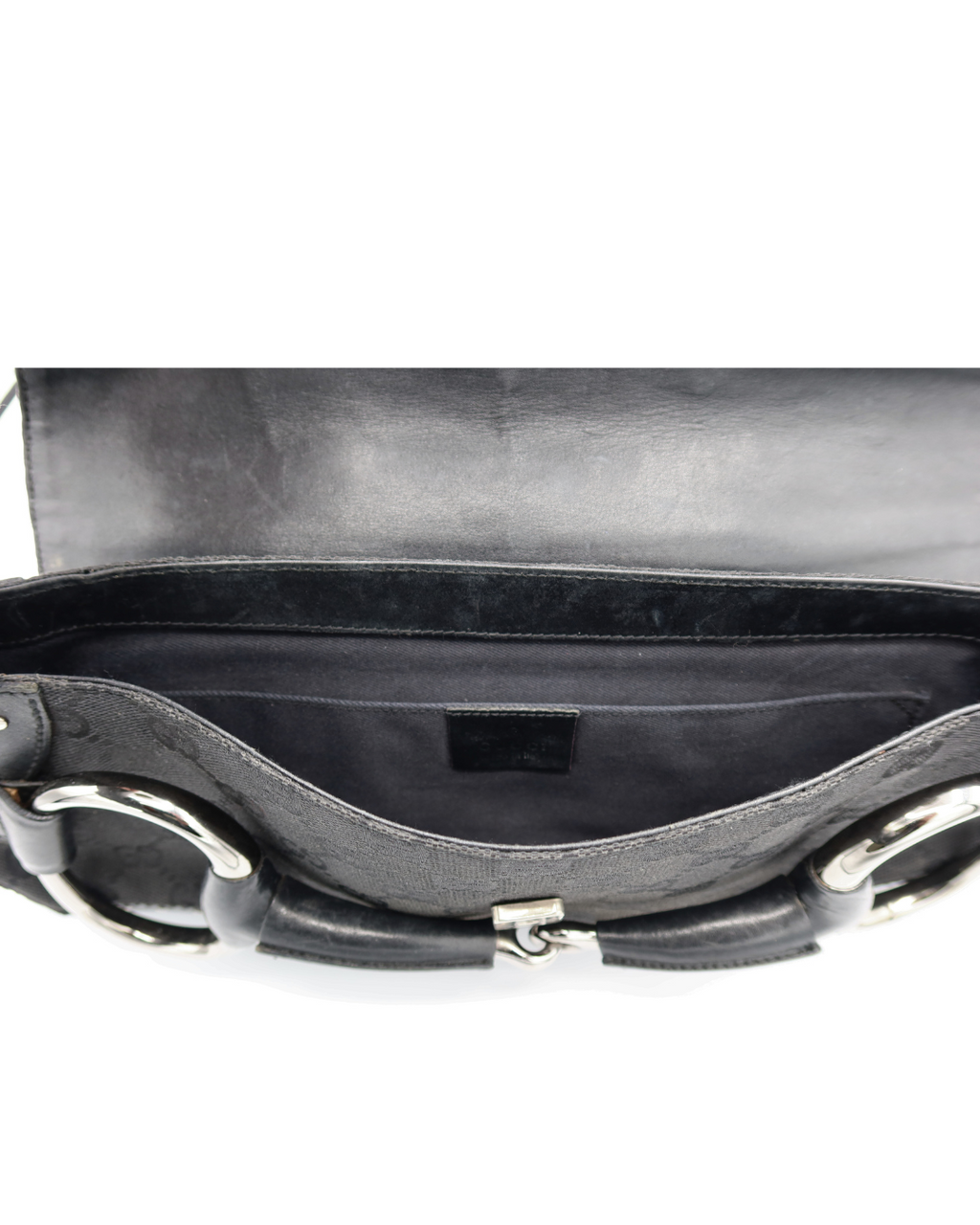 Gucci Vintage Black Monogram Canvas Studded Horsebit Bag