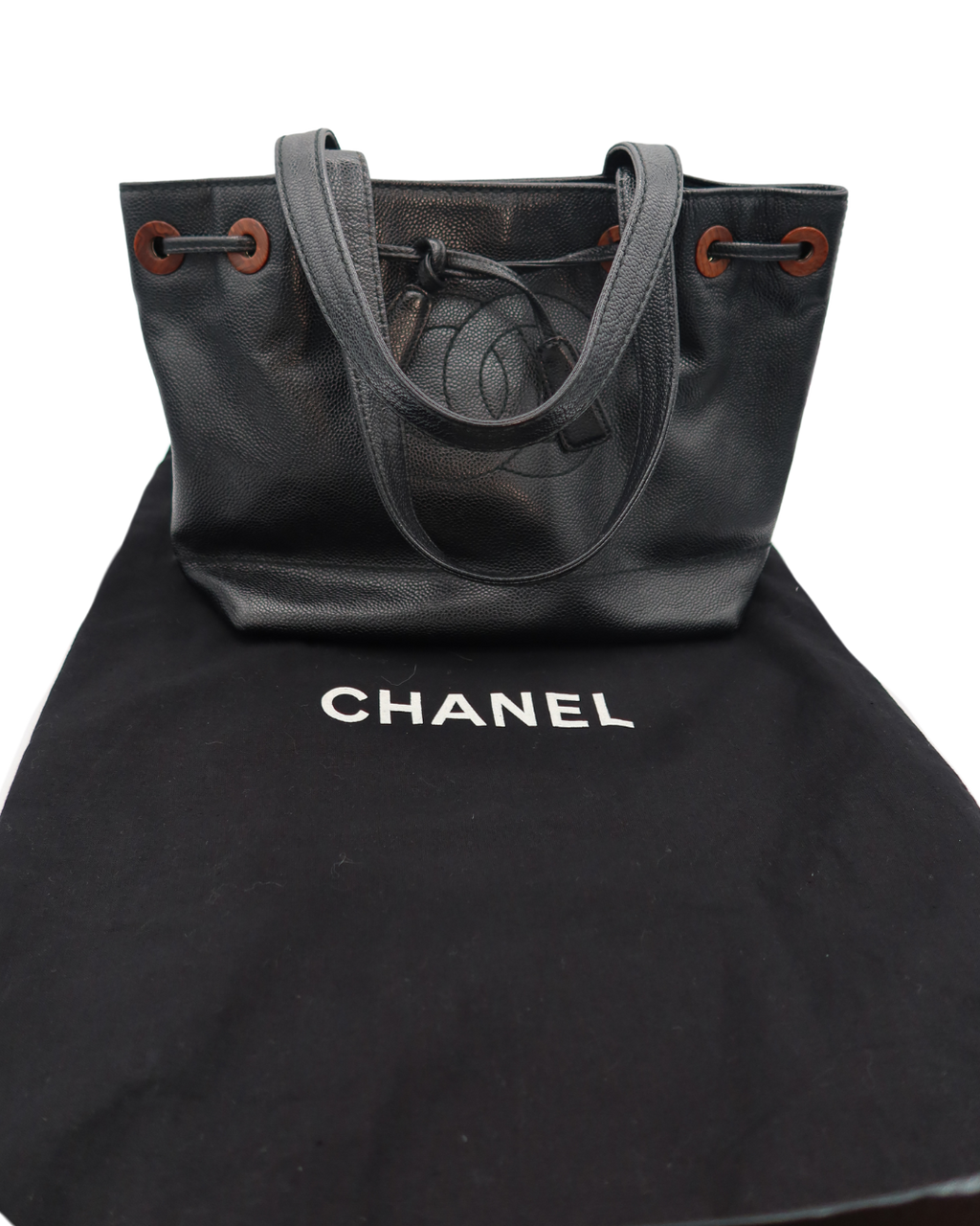 Chanel Black Caviar Wood Tote 2002-2003