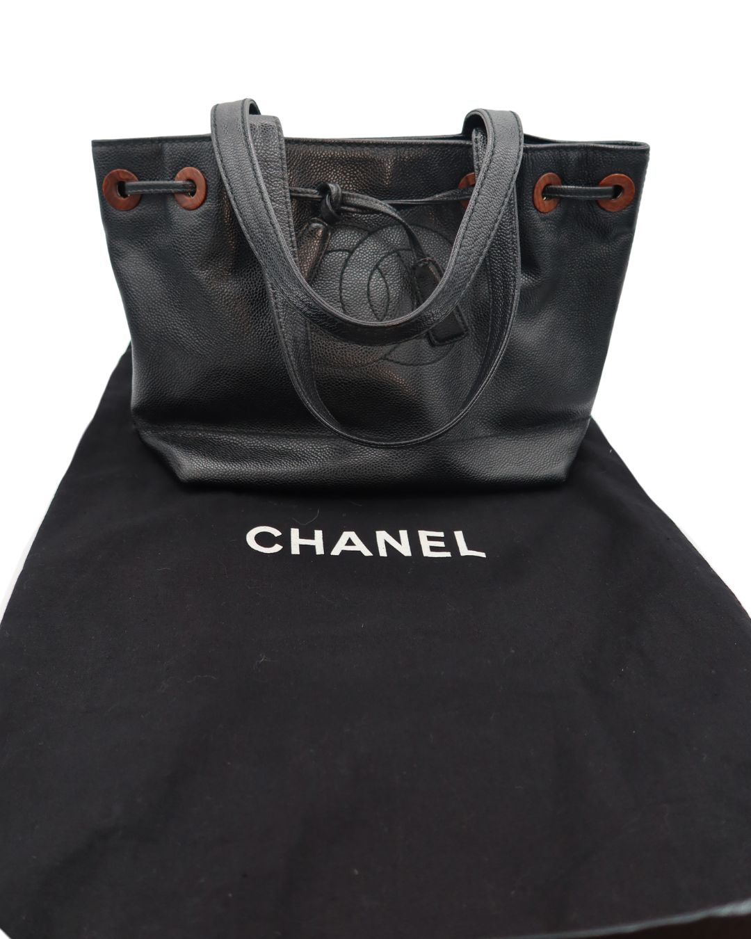 Chanel Black Caviar Wood Tote 2002-2003
