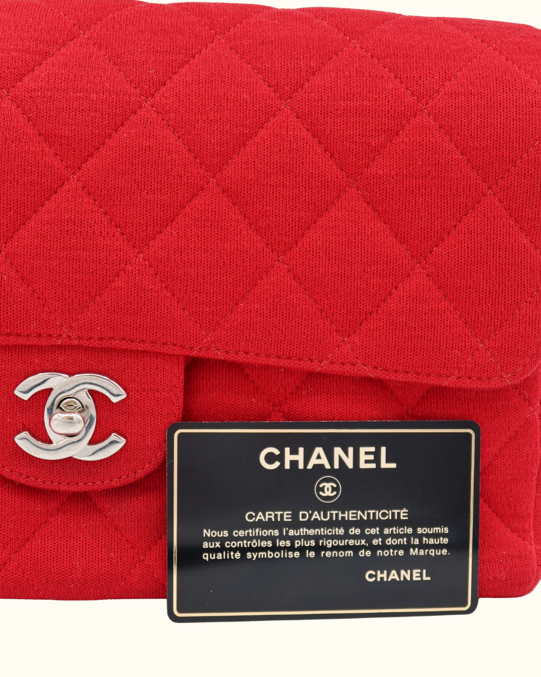 Chanel Classic Red Cotton Double Flap Bag