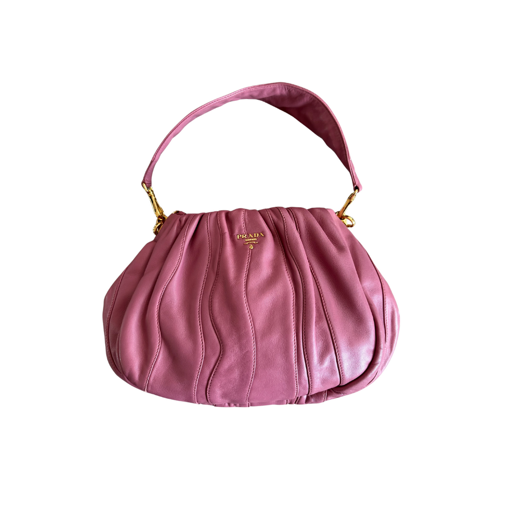 Prada Pink Gathered Leather Hobo Bag
