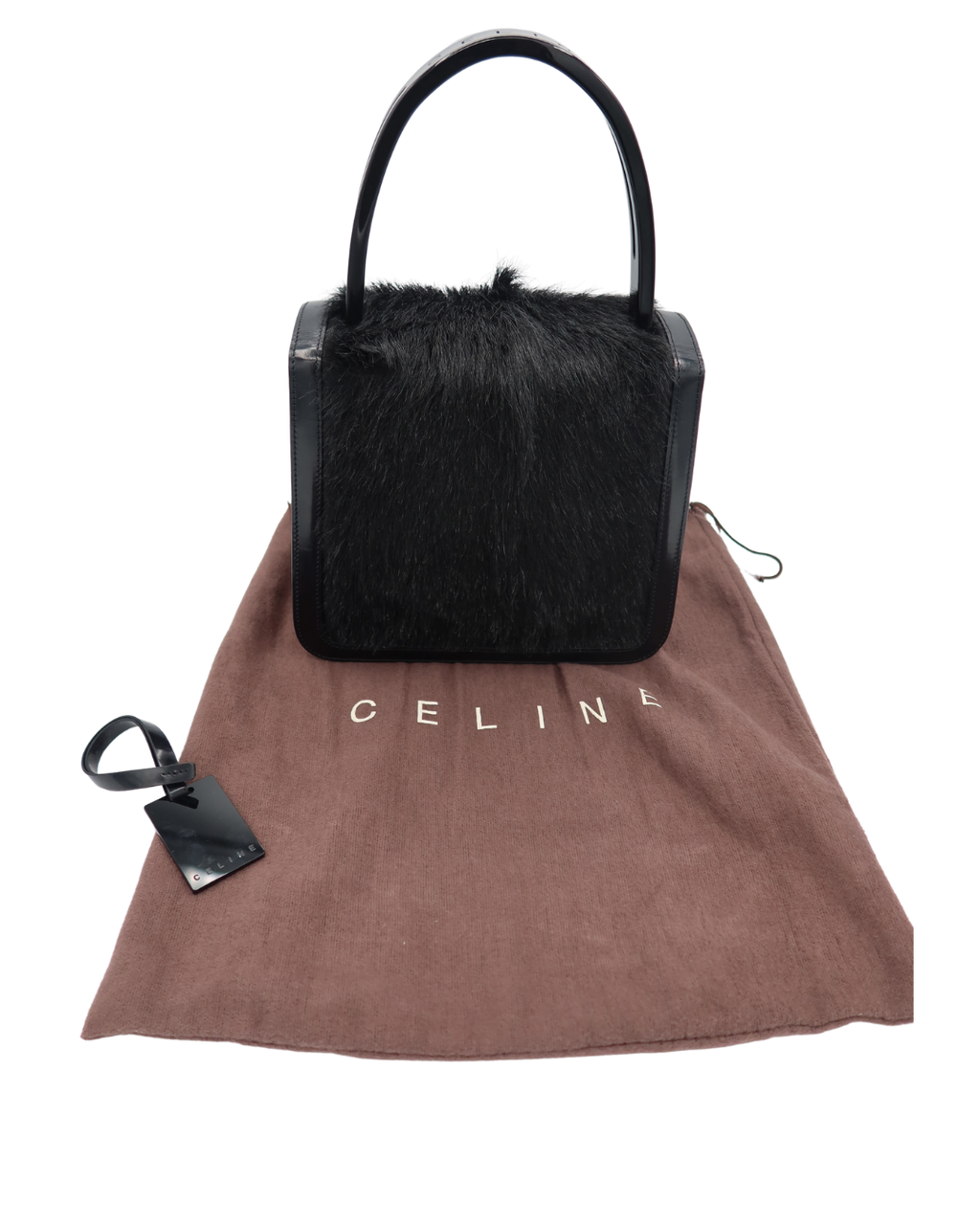Celine Black Pony Hair Top Handle Bag 2000