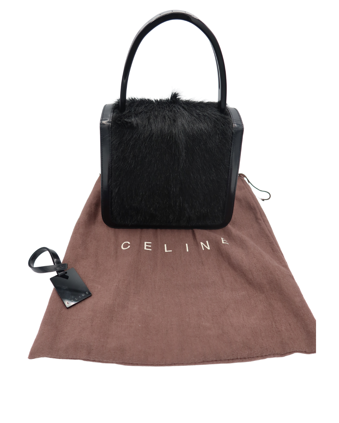 Celine Black Pony Hair Top Handle Bag 2000