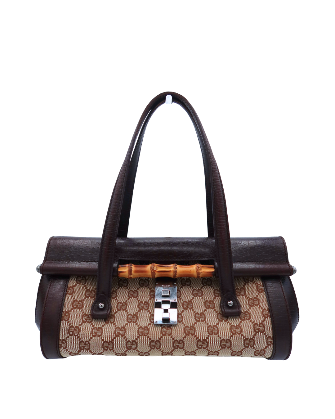 Gucci Monogram Bamboo Bullet Bag in Dark Brown