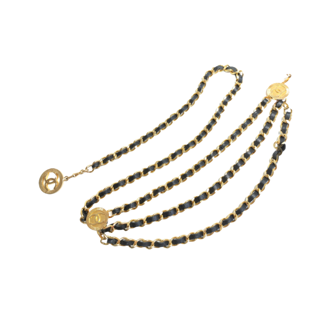 Chanel Black Leather Chain Belt