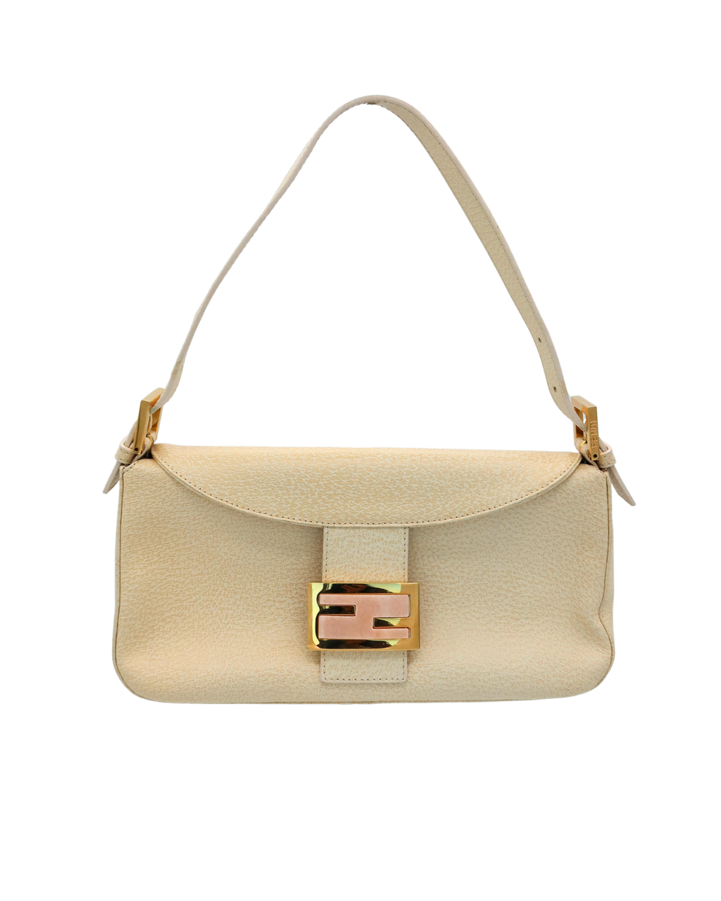 Fendi Vintage Cream Shoulder Bag with Pink Closure 2001
