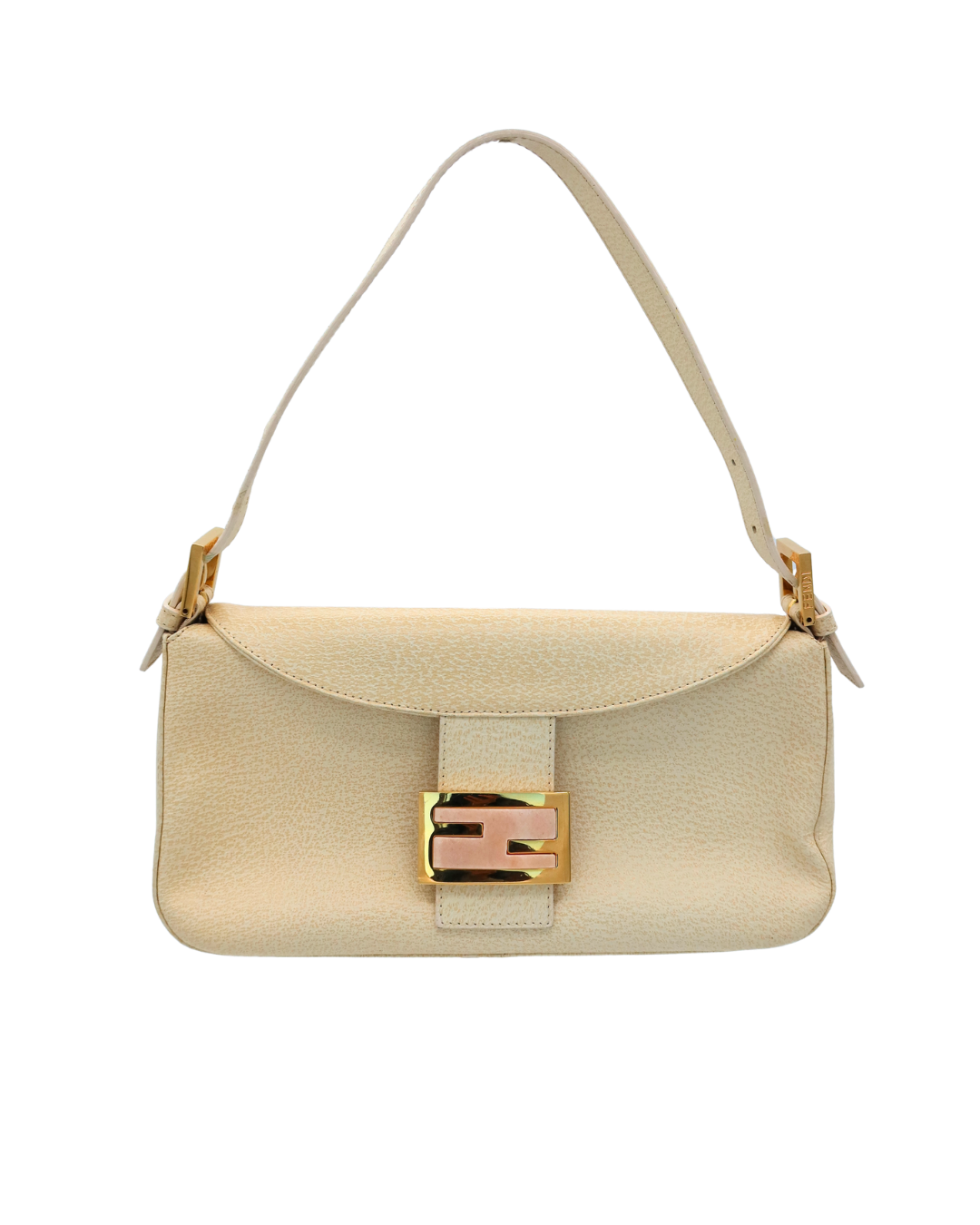 Fendi Vintage Cream Shoulder Bag with Pink Closure 2001