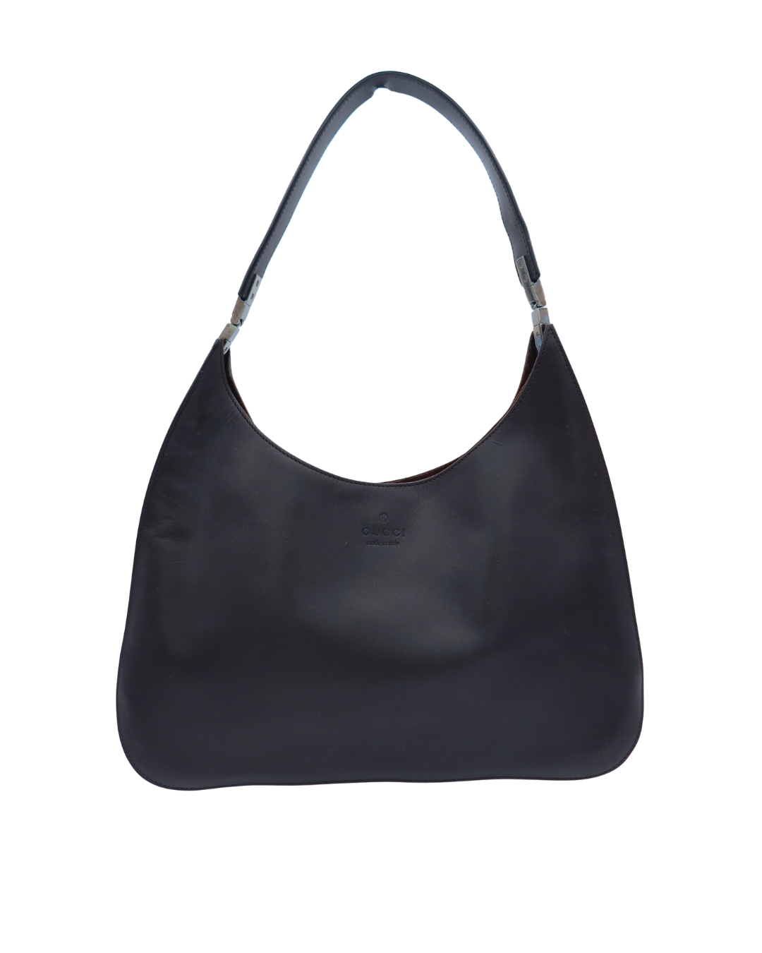 Gucci Dark Brown Leather Hobo Shoulder Bag