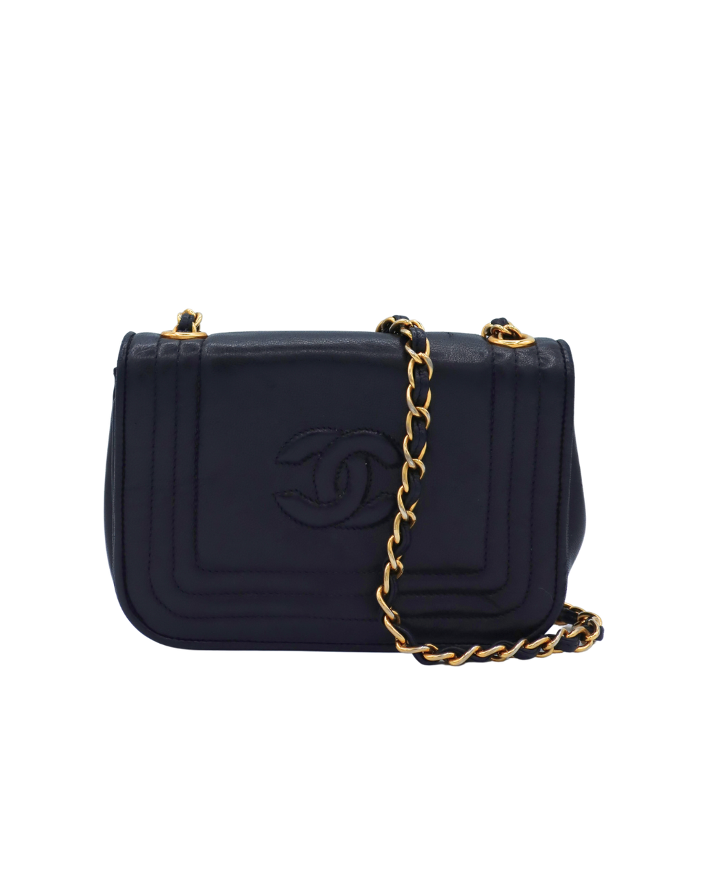 Chanel CC Logo Black Lambskin Leather Mini Shoulder Bag 1986-1988