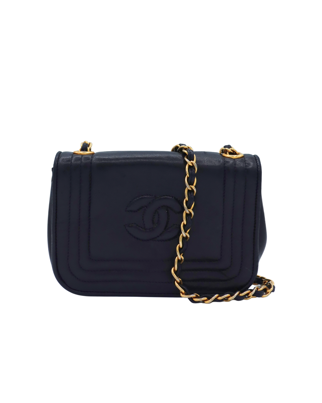 Chanel CC Logo Black Lambskin Leather Mini Shoulder Bag 1986-1988