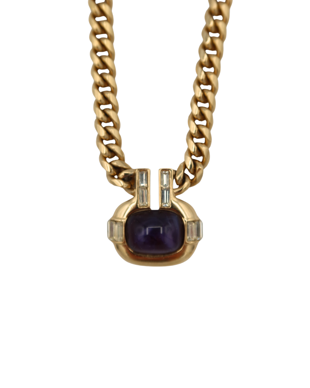 Givenchy Gold-Tone Purple Stone & Crystal Pendant Necklace