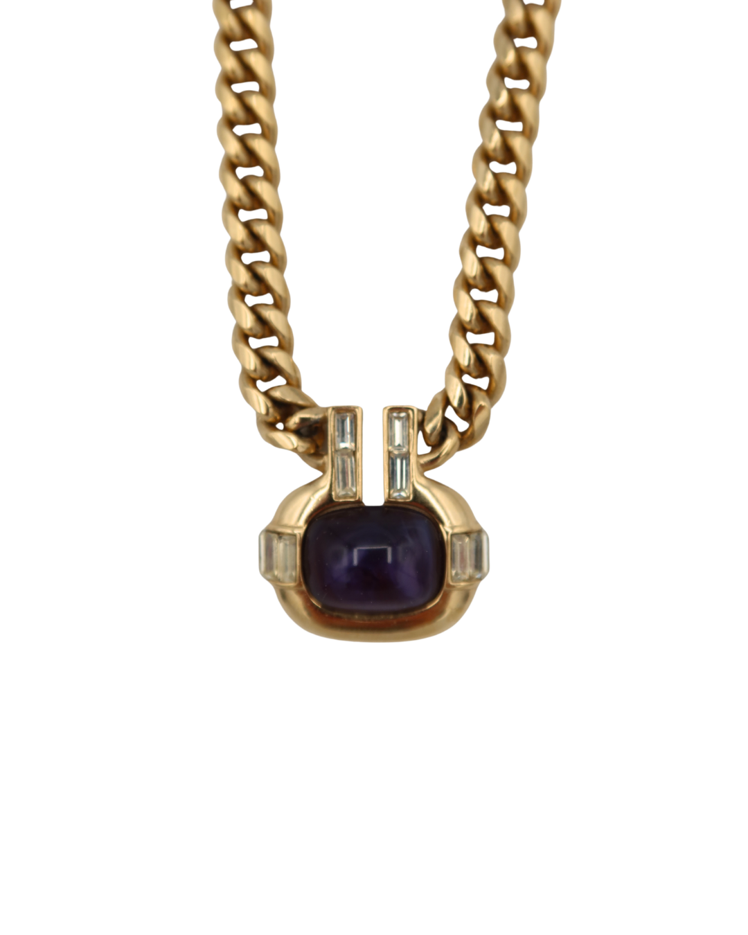 Givenchy Gold-Tone Purple Stone & Crystal Pendant Necklace