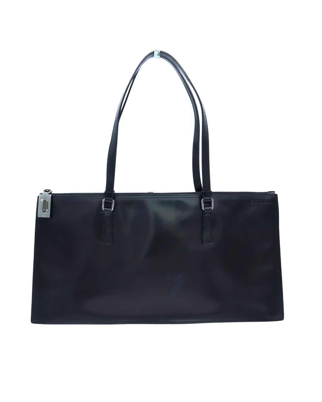 Prada Vintage Black Leather East-West Shoulder Bag