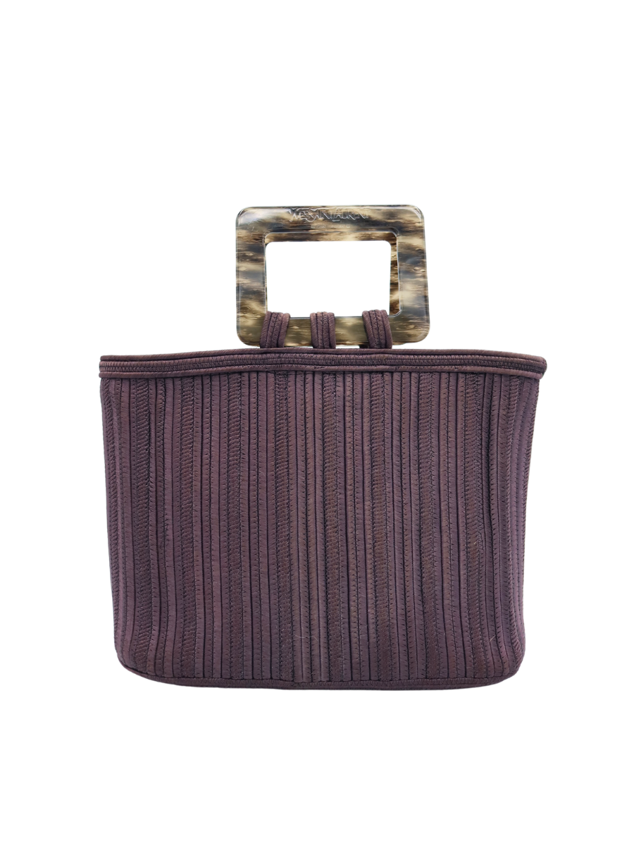 Yves Saint Laurent Rive Gauche Vintage Purple Tortoise Top Handle Bag