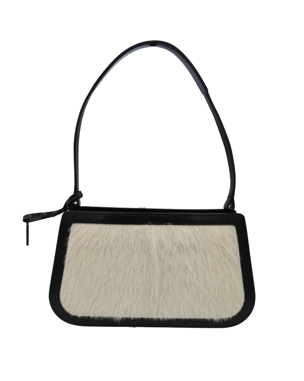 Celine Vintage Michael Kors Era Ivory Pony Hair and Black Leather Shoulder Bag