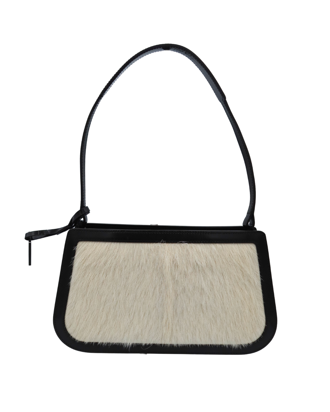 Celine Vintage Michael Kors Era Ivory Pony Hair and Black Leather Shoulder Bag