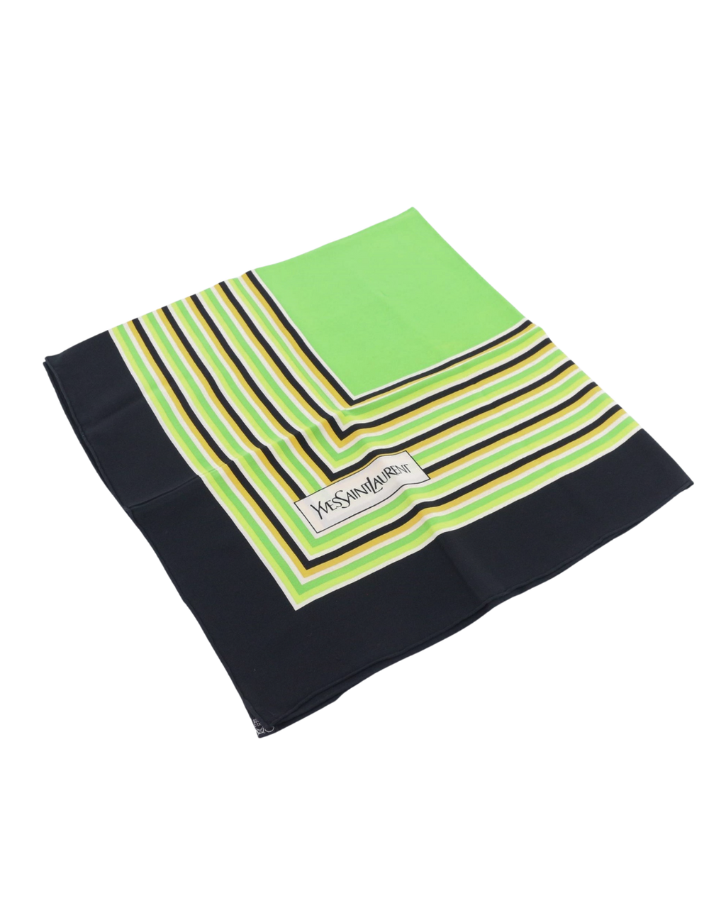 YSL Vintage Green Striped Scarf
