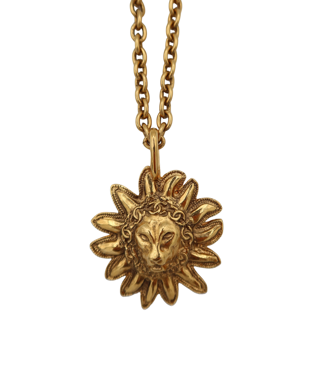 Chanel Vintage Gold-Tone Lion Medallion Long Necklace