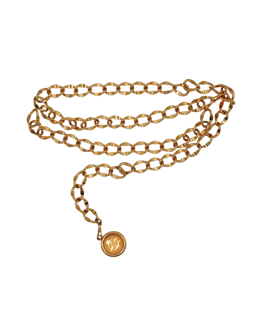 Chanel Vintage Gold-Plated Chain Belt with CC 31 Rue Cambon Medallion