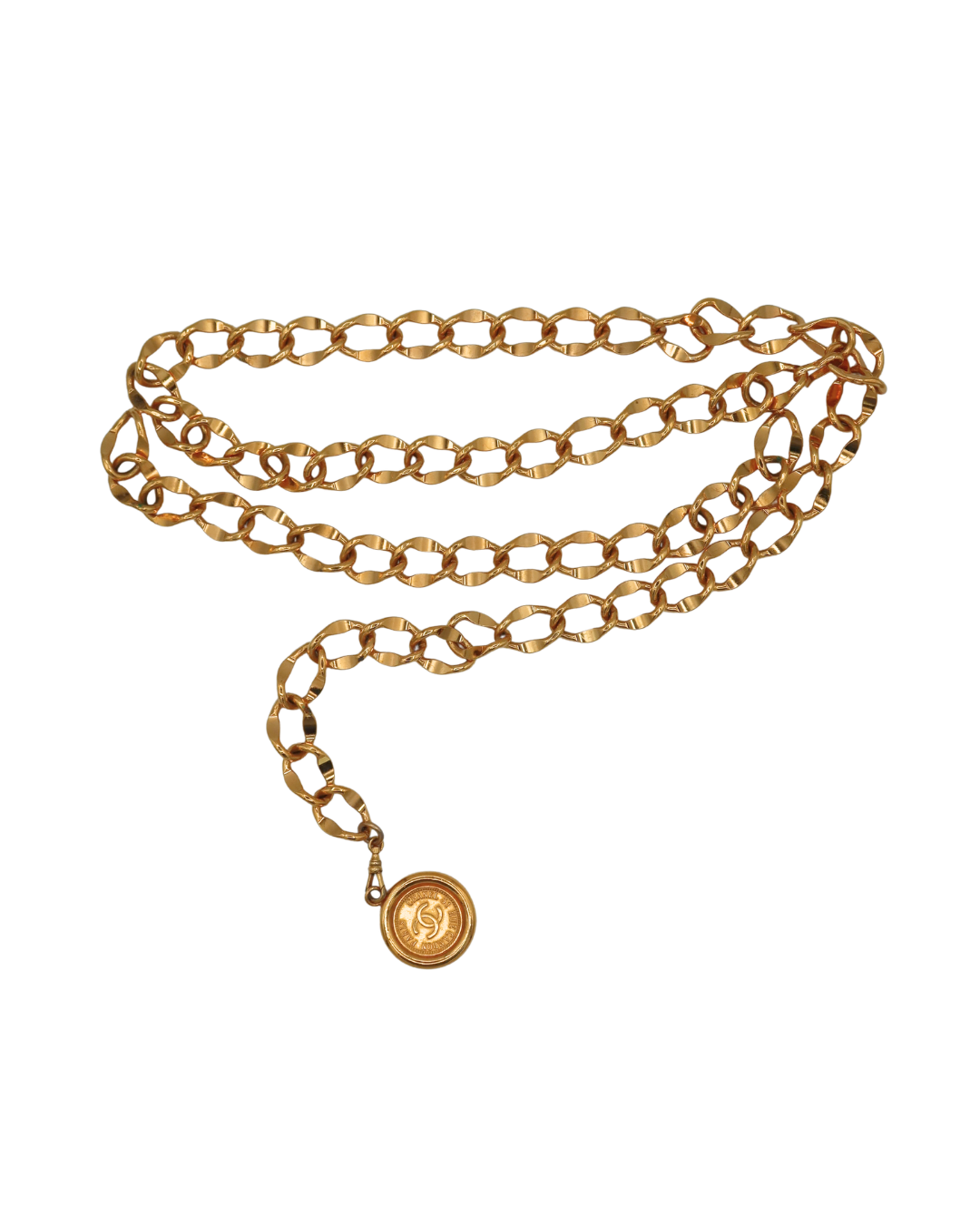 Chanel Vintage Gold-Plated Chain Belt with CC 31 Rue Cambon Medallion