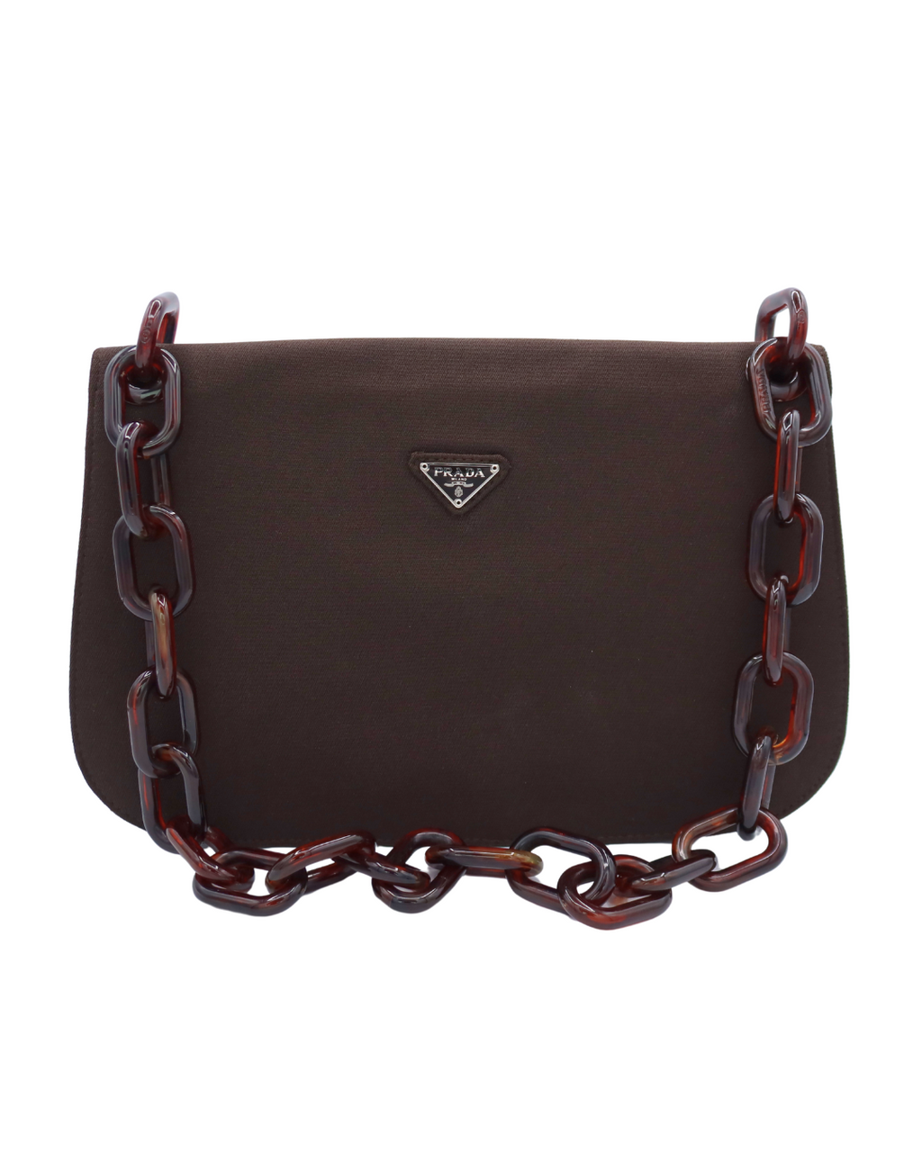 Prada Tessuto Cleo Swing Shoulder Bag in Brown