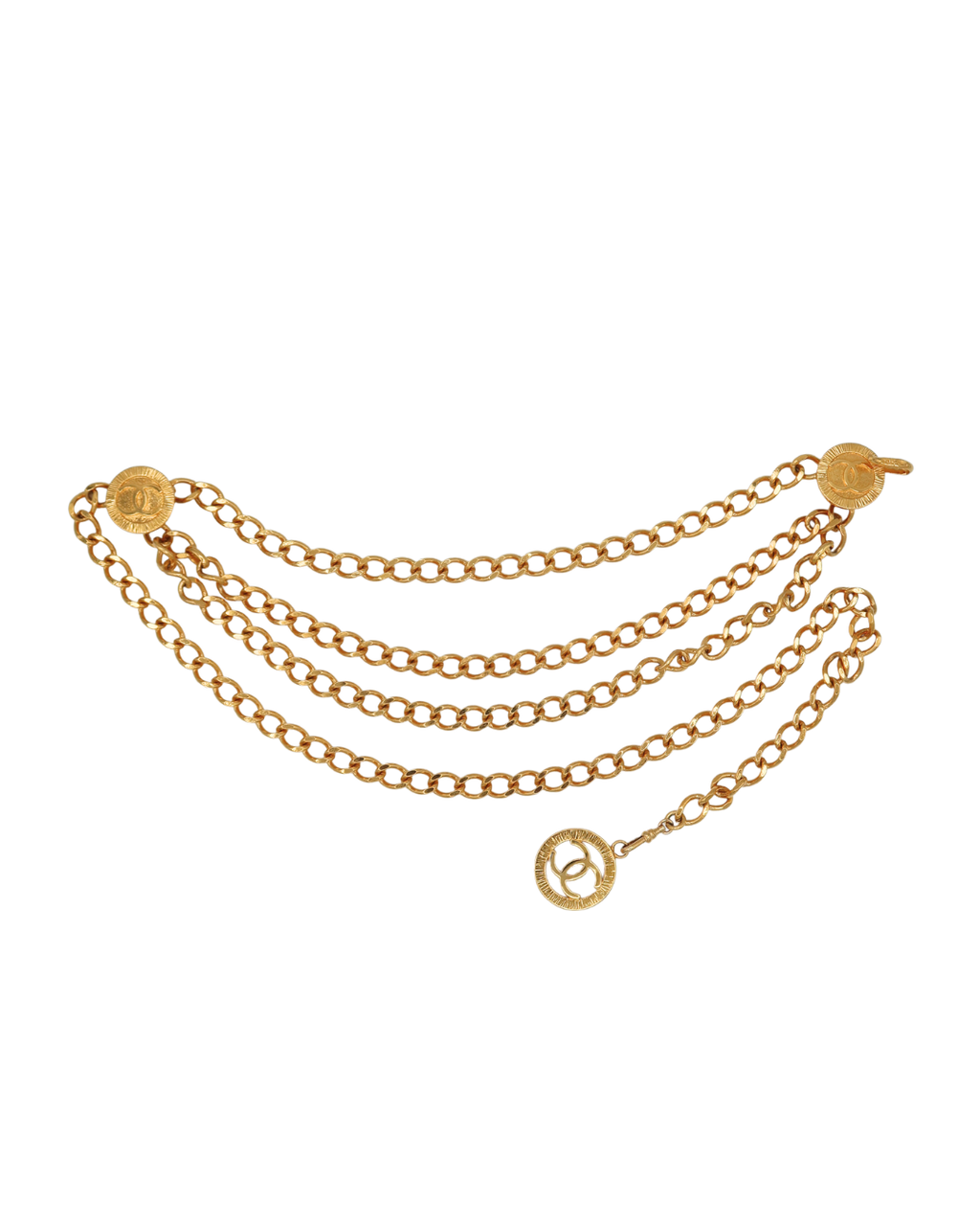 Chanel Vintage Gold-Tone Double Chain Medallion Belt