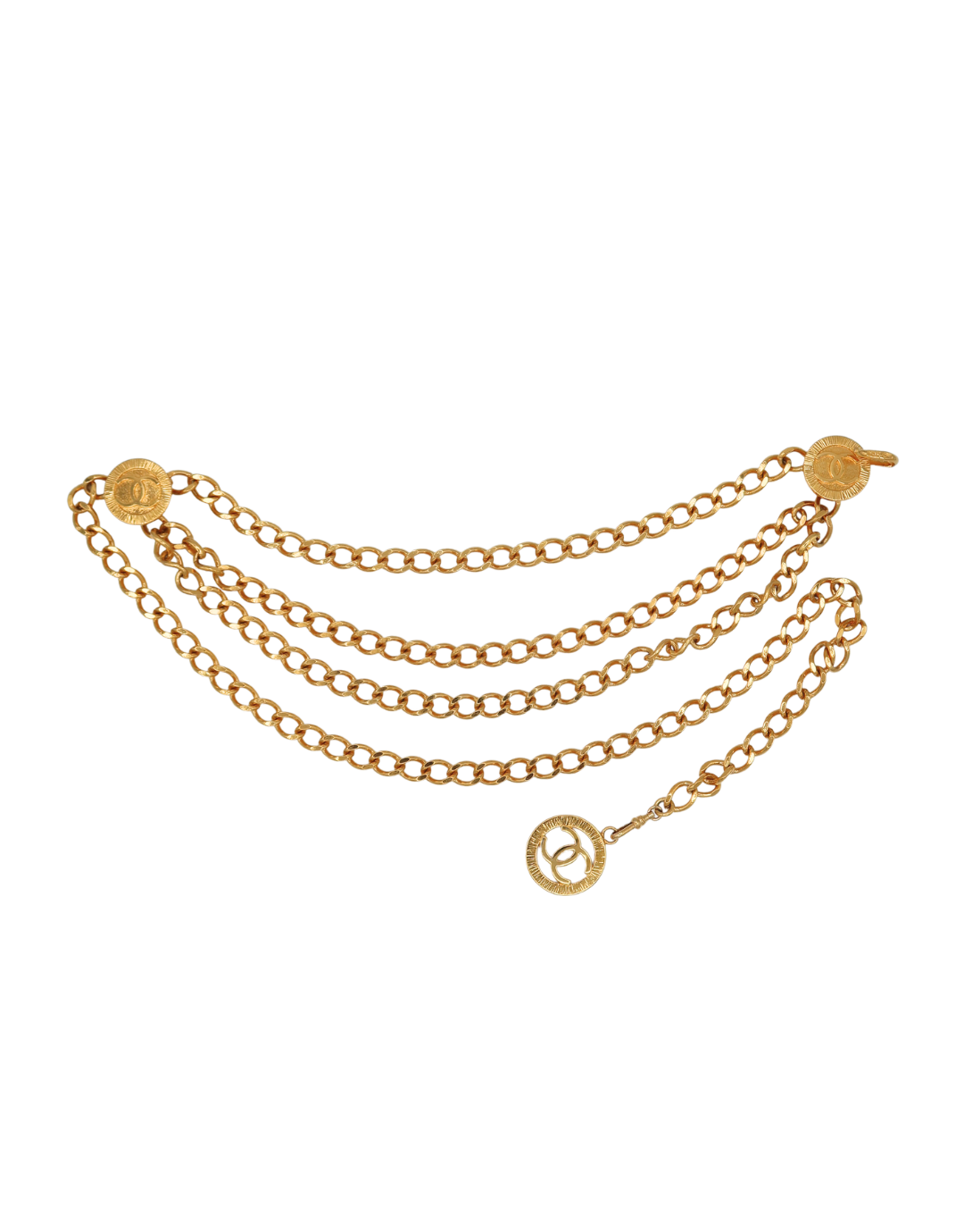 Chanel Vintage Gold-Tone Double Chain Medallion Belt