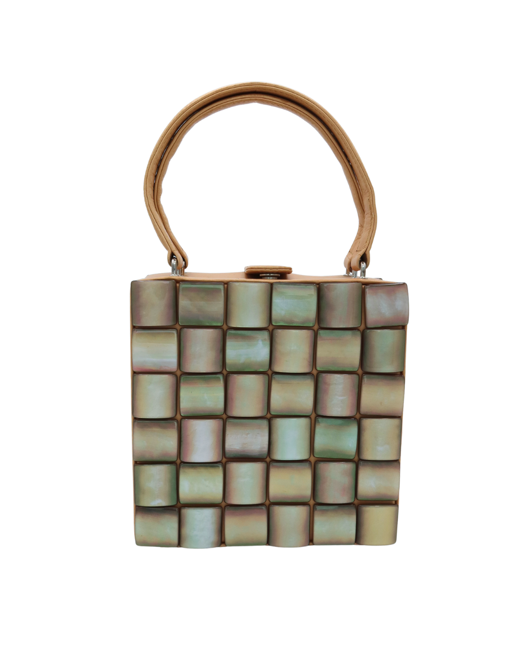 Bottega Veneta Vintage Mother Of Pearl Leather Top Handle Bag