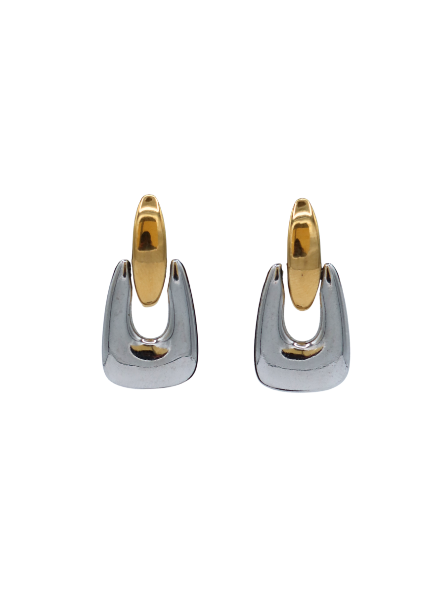 Givenchy Vintage Two-Tone Metal Clip-On Earrings Year 1976