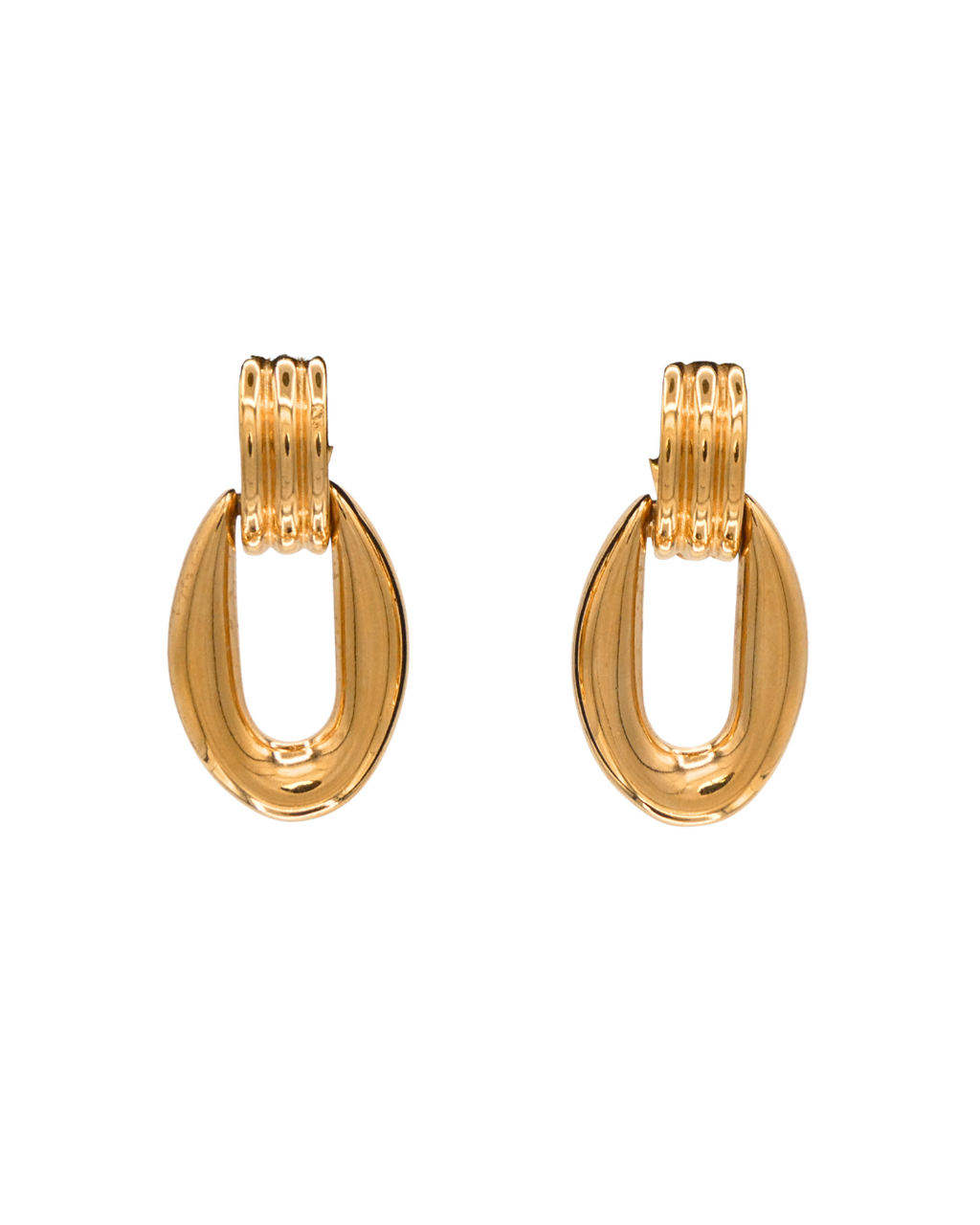 Givenchy Vintage Gold Tone Oval Door Knocker Clip On Earrings