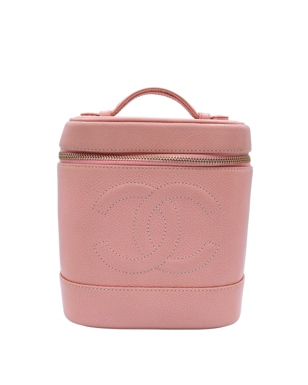 Chanel Pink Leather CC Mark Logo Vanity Bag