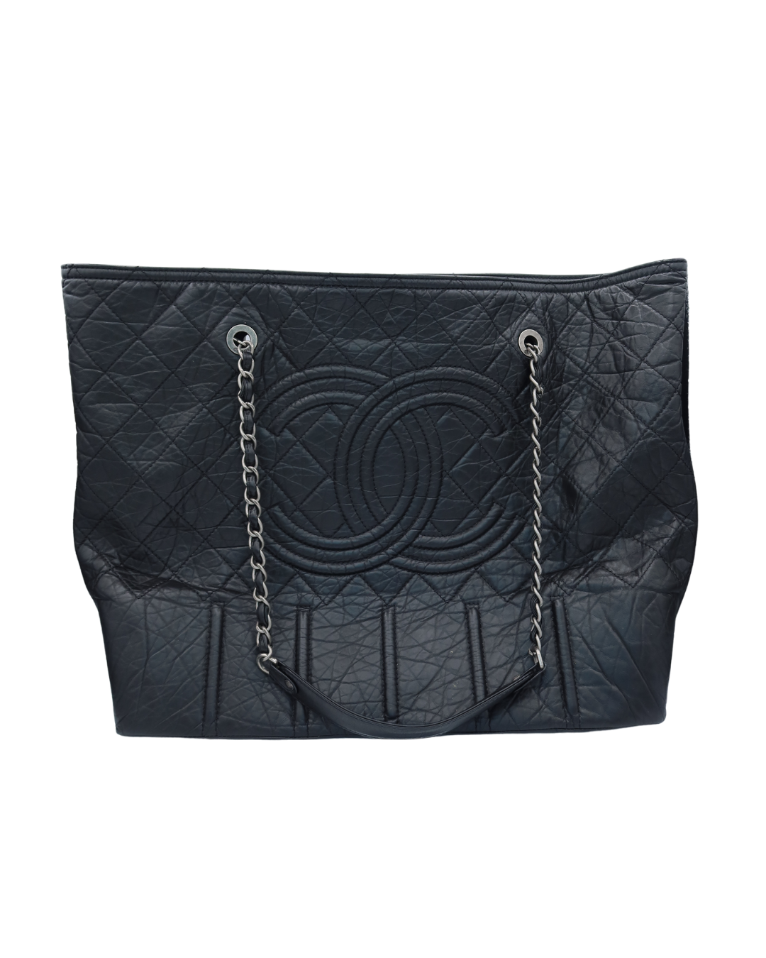 Chanel Vintage Black Quilted Oversized CC Tote Bag 2008–2009