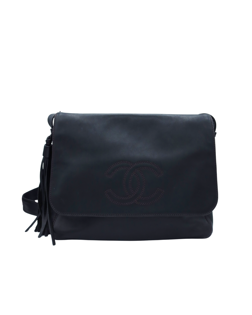 Chanel Vintage Black Lambskin CC Stitch Tassel Shoulder Bag 1997–1999