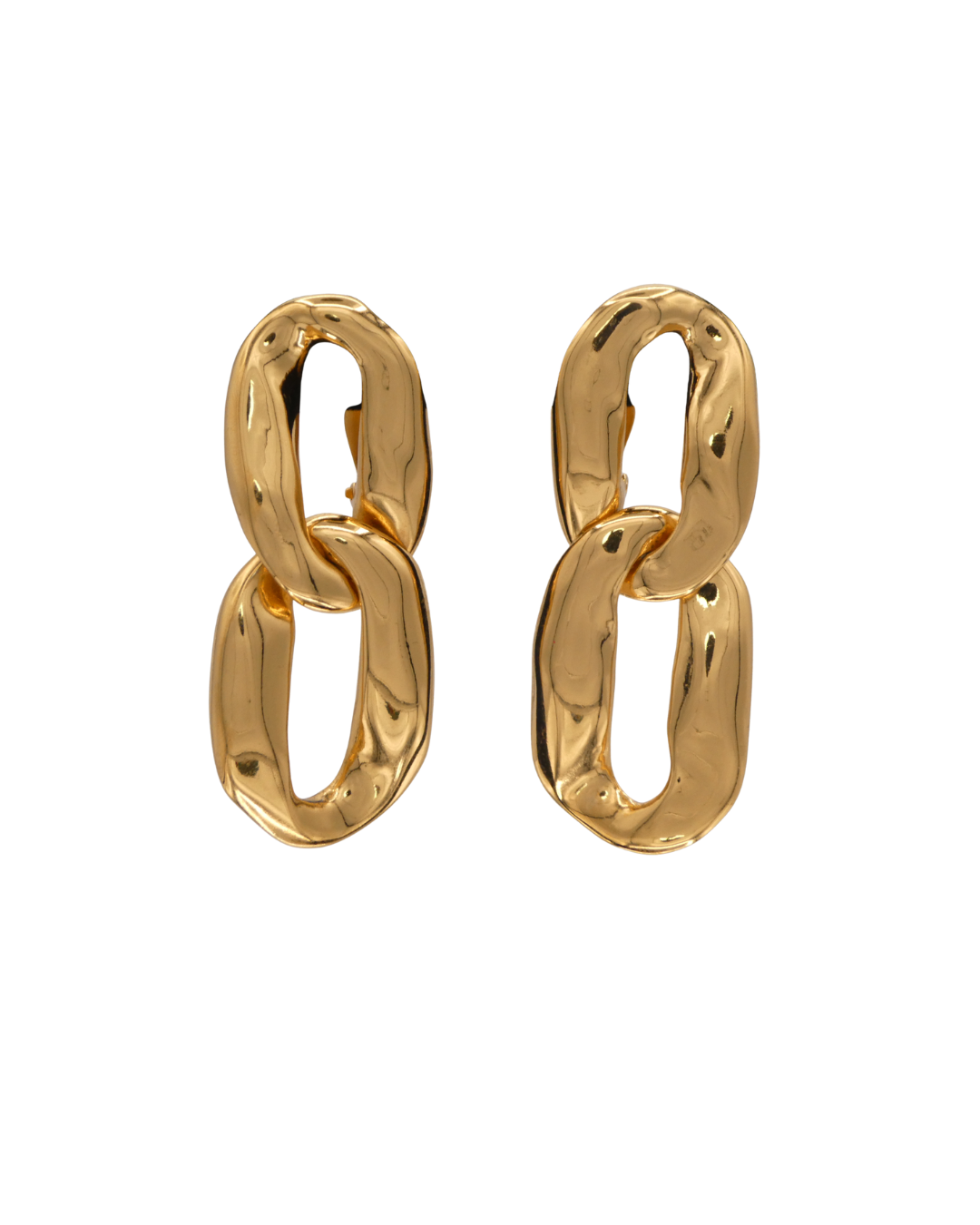 Yves Saint Laurent YSL Vintage Gold Tone Chain Link Dangle Clip On Earrings