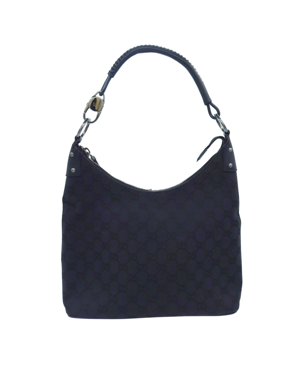 Gucci Vintage GG Black Canvas Shoulder Bag
