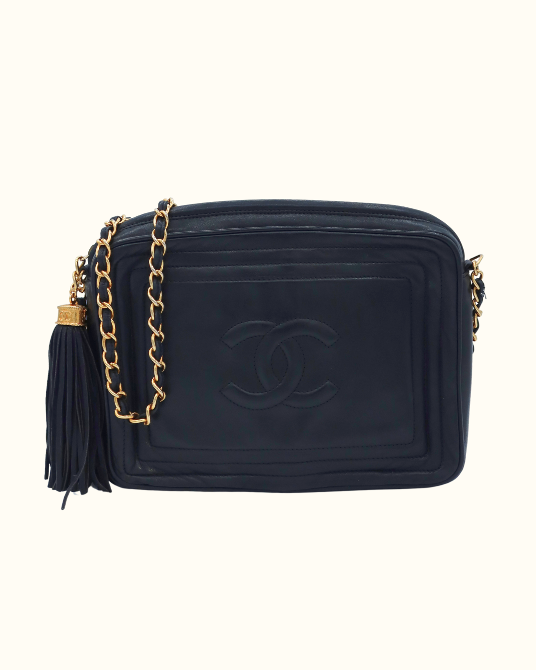 Chanel Coco Mark Lamb Fringe Chain Shoulder Bag
