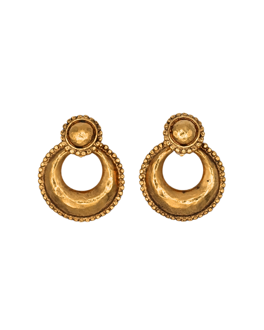 Chanel Vintage Door Knocker Clip On Gold Plated Earrings