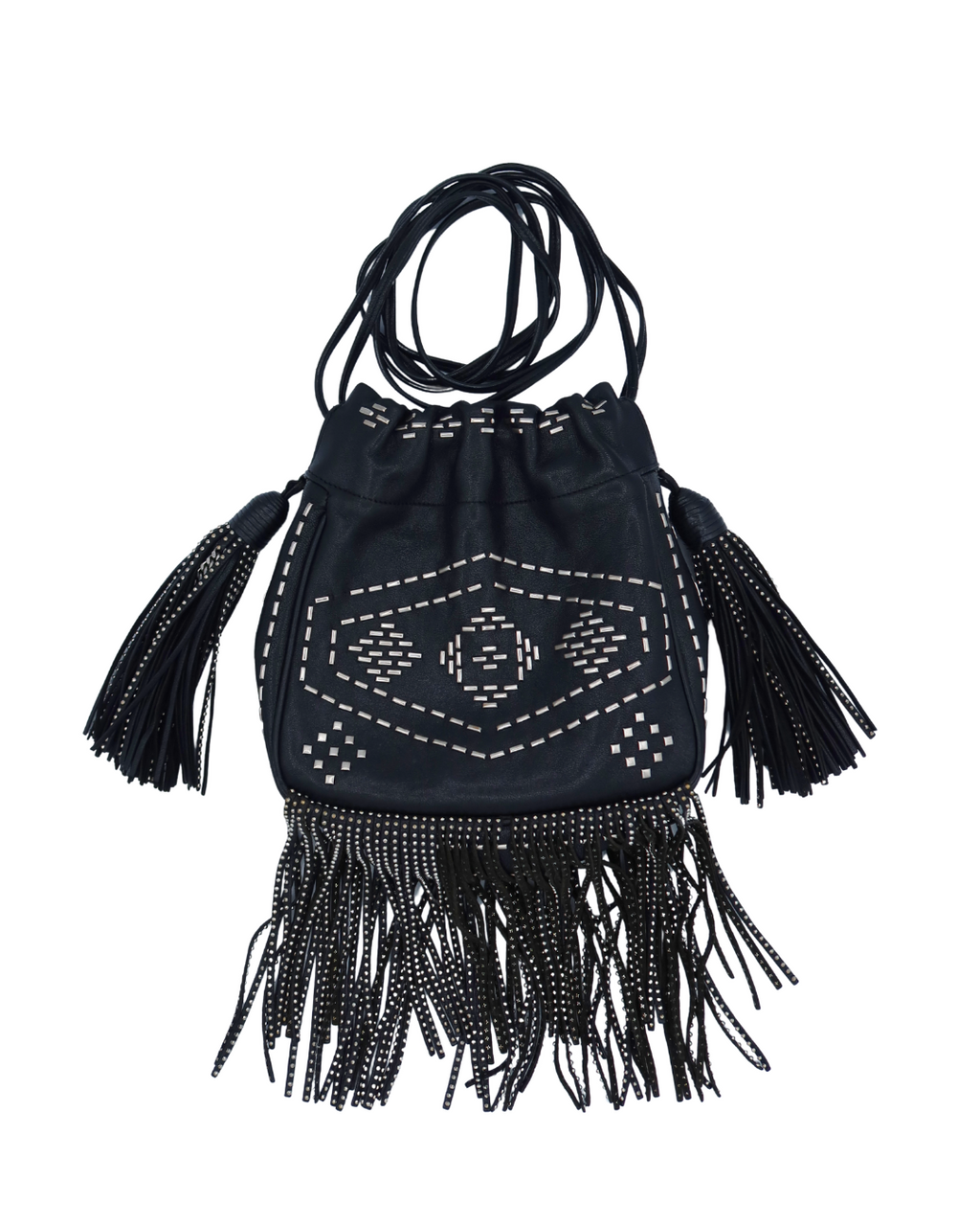 Saint Laurent YSL Small Black Studded Helena Bucket Bag