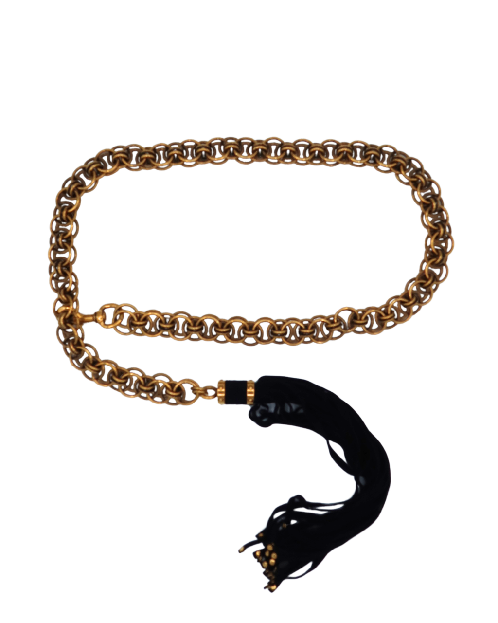 Gucci Gold Toned Chain Suede Tassel Belt Tom Ford Era