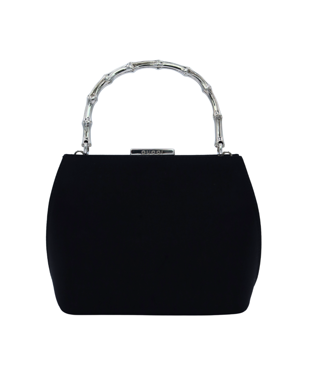 Gucci Vintage Satin Bamboo Metal Top Handle Bag Tom Ford Era