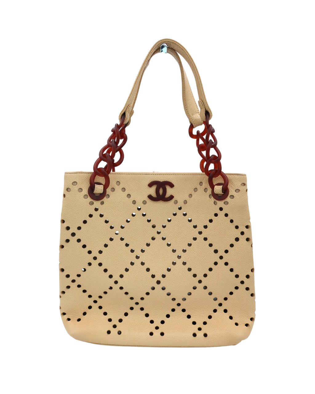 Chanel Vintage Cream Caviar Leather Perforated Bag 2003-2004