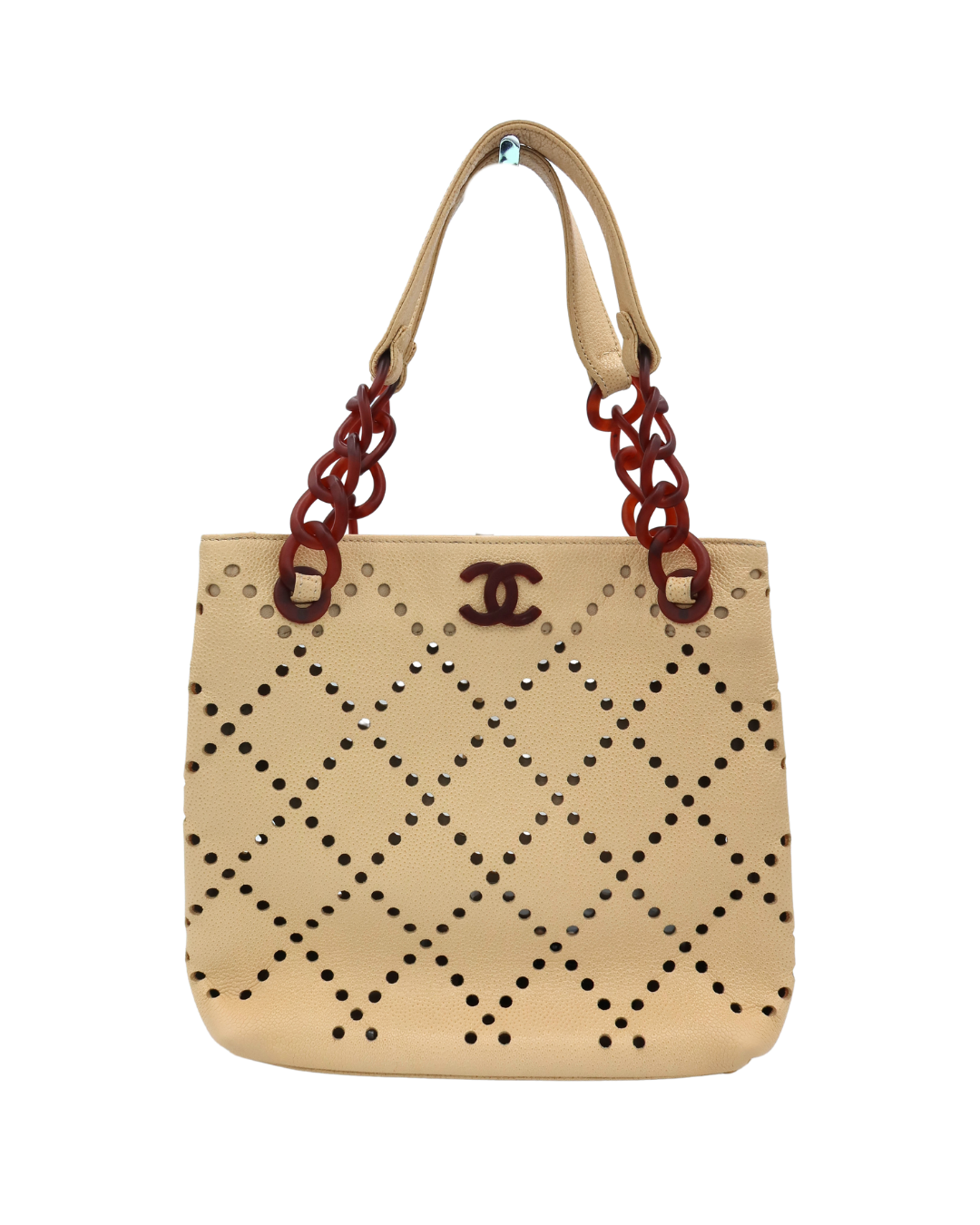 Chanel Vintage Cream Caviar Leather Perforated Bag 2003-2004