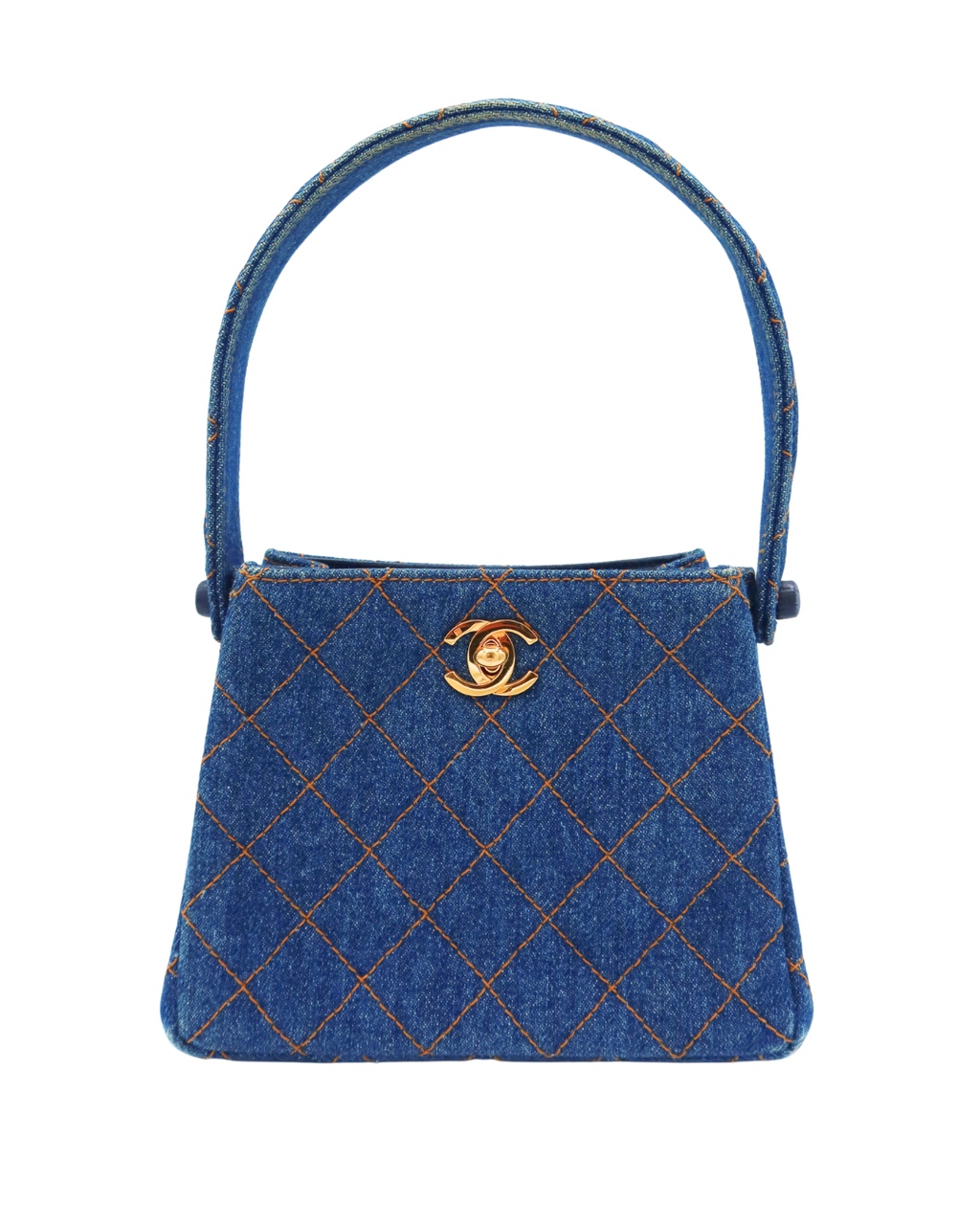Chanel Vintage Blue Denim Matelassé Double Sided Mini Hand Bag