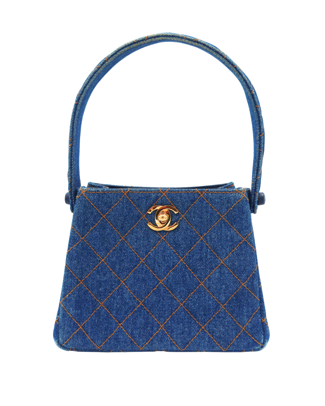 Chanel Vintage Blue Denim Matelassé Double Sided Mini Hand Bag