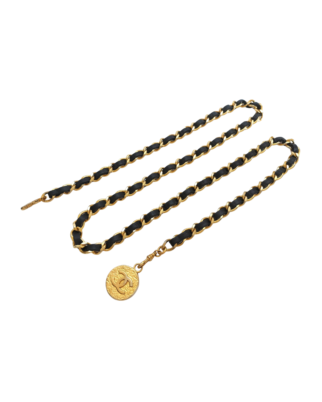 Chanel Black Chain Leather Belt 1982