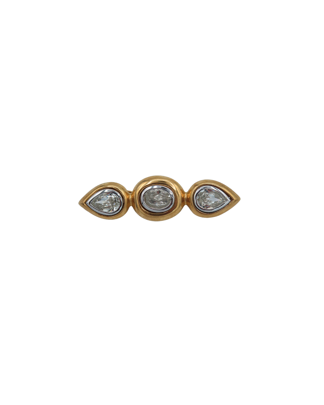YSL Gold Toned Crystal Brooch