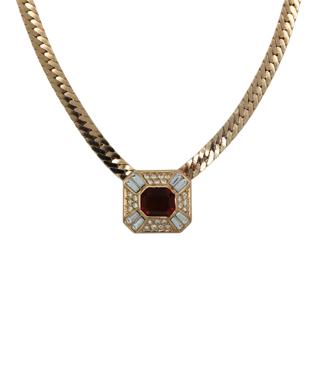 Dior Gold Toned Crystal Pendant Choker Necklace